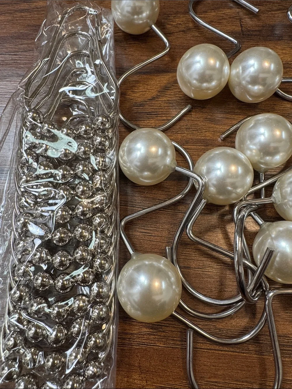 Assorted Decorative Curtain Hooks Pearl Silver Metal Drapery Rings Mixed Lot